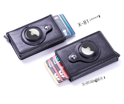 Smart leather wallet with Airtag tracking in brown