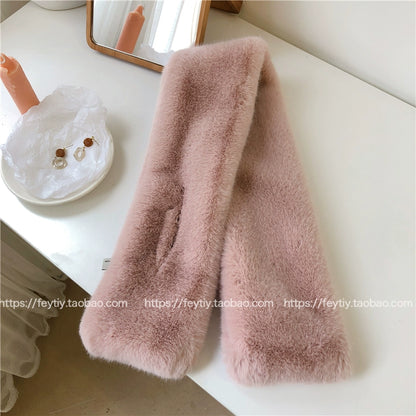light gray faux fur neck warmer