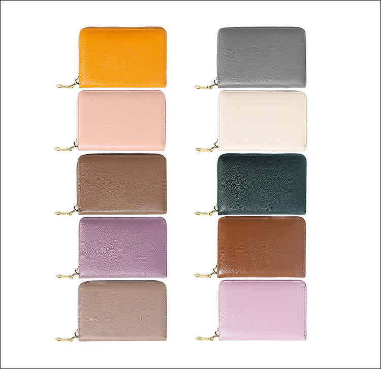 RFID blocking leather wallet in lilac purple color