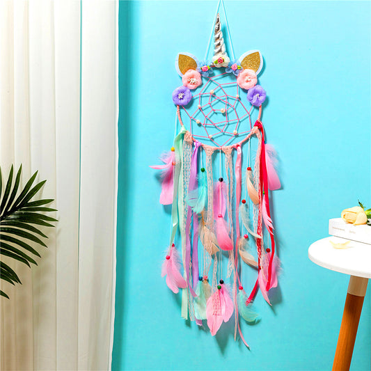 Unicorn dreamcatcher with feathers