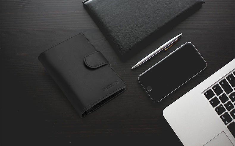 Matte finish leather wallet - Coffee color