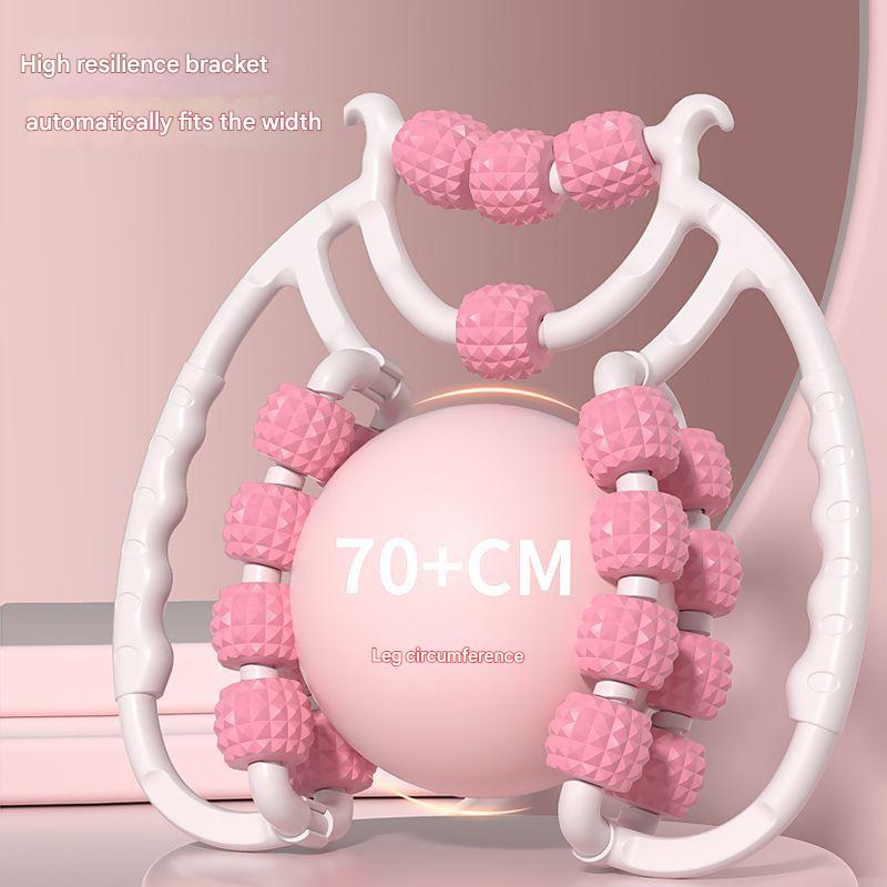 Leg massager with rollers in pink