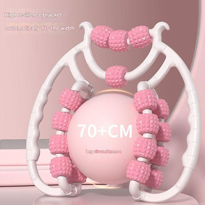 Leg massager with rollers in pink
