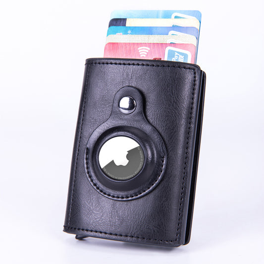 Smart leather wallet with Airtag tracking in carbon fiber