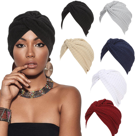 Polyester twist beanie in elegant beige style