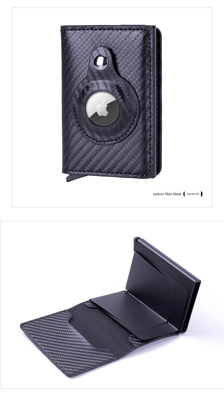 Smart leather wallet with Airtag tracking in brown