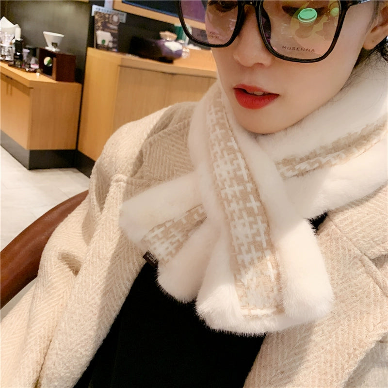 light gray faux fur neck warmer