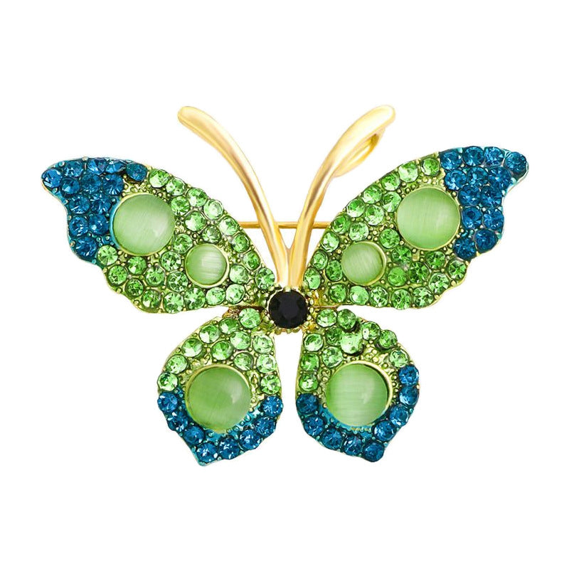 Elegant rhinestone butterfly brooch