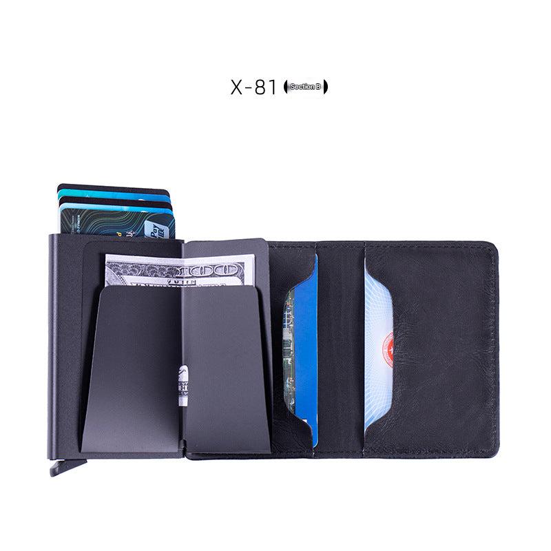 Smart leather wallet with Airtag tracking in black