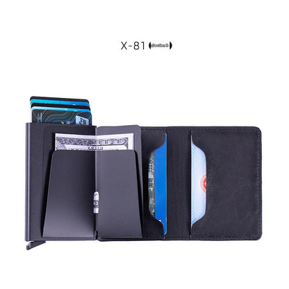 Smart leather wallet with Airtag tracking in black