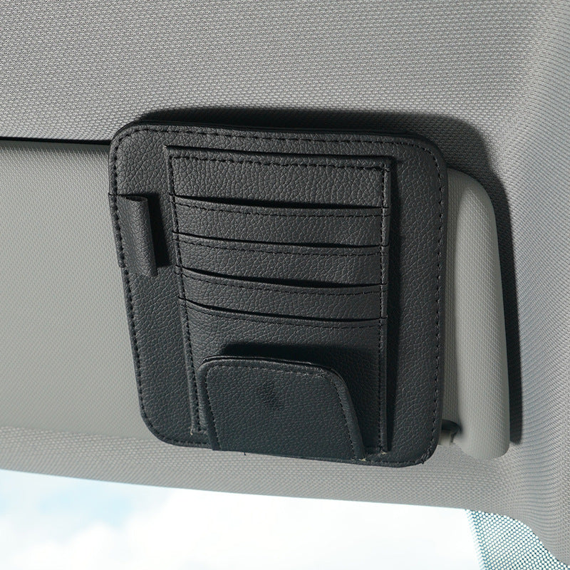 Car accessories organizer on sun visor