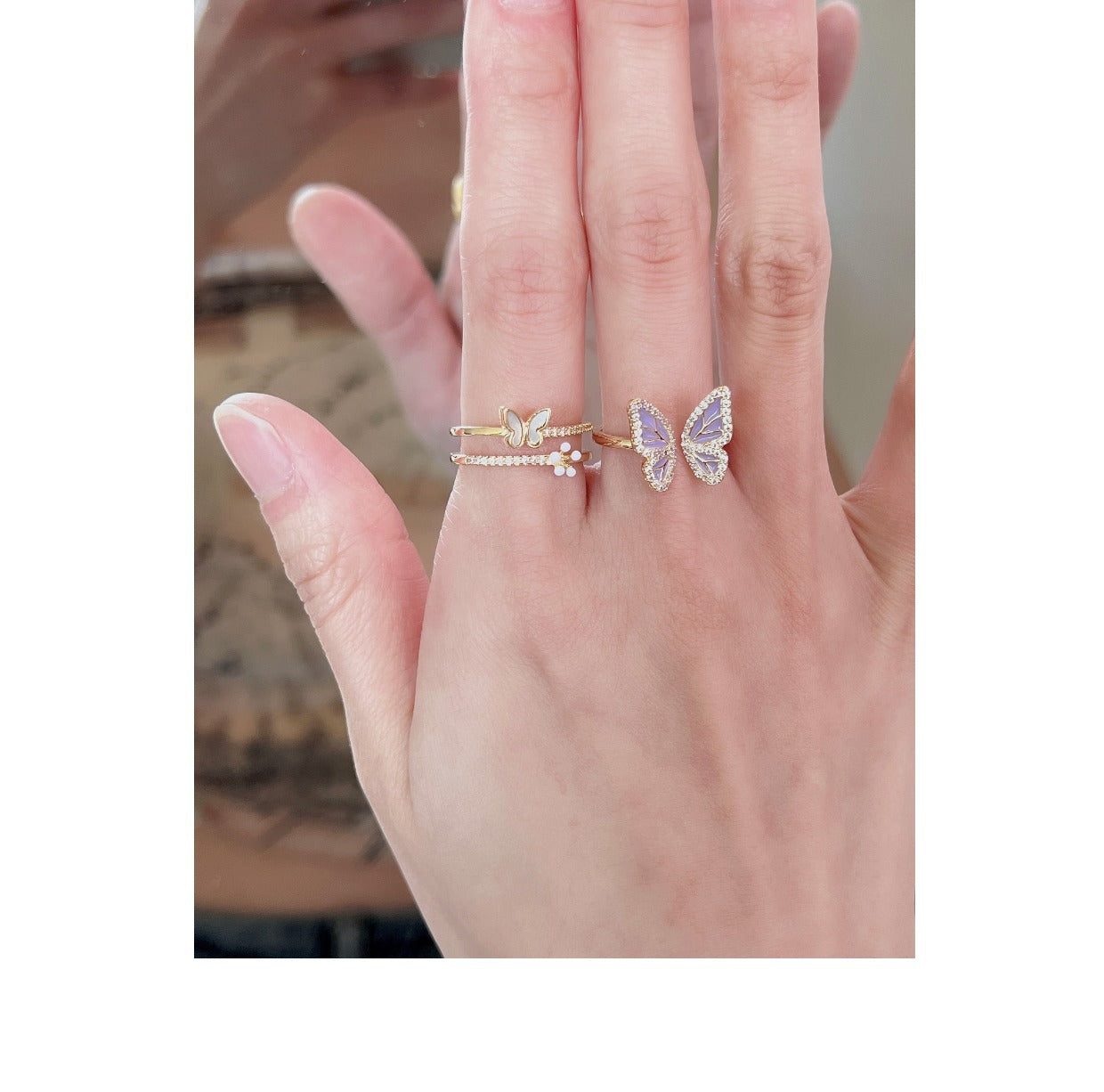 Butterfly ring with pearl for women - image 1