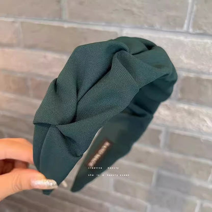 Stylish wrinkled wide hairband khaki