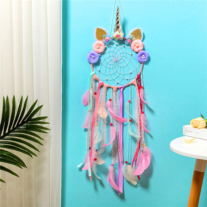 Unicorn dreamcatcher with feathers