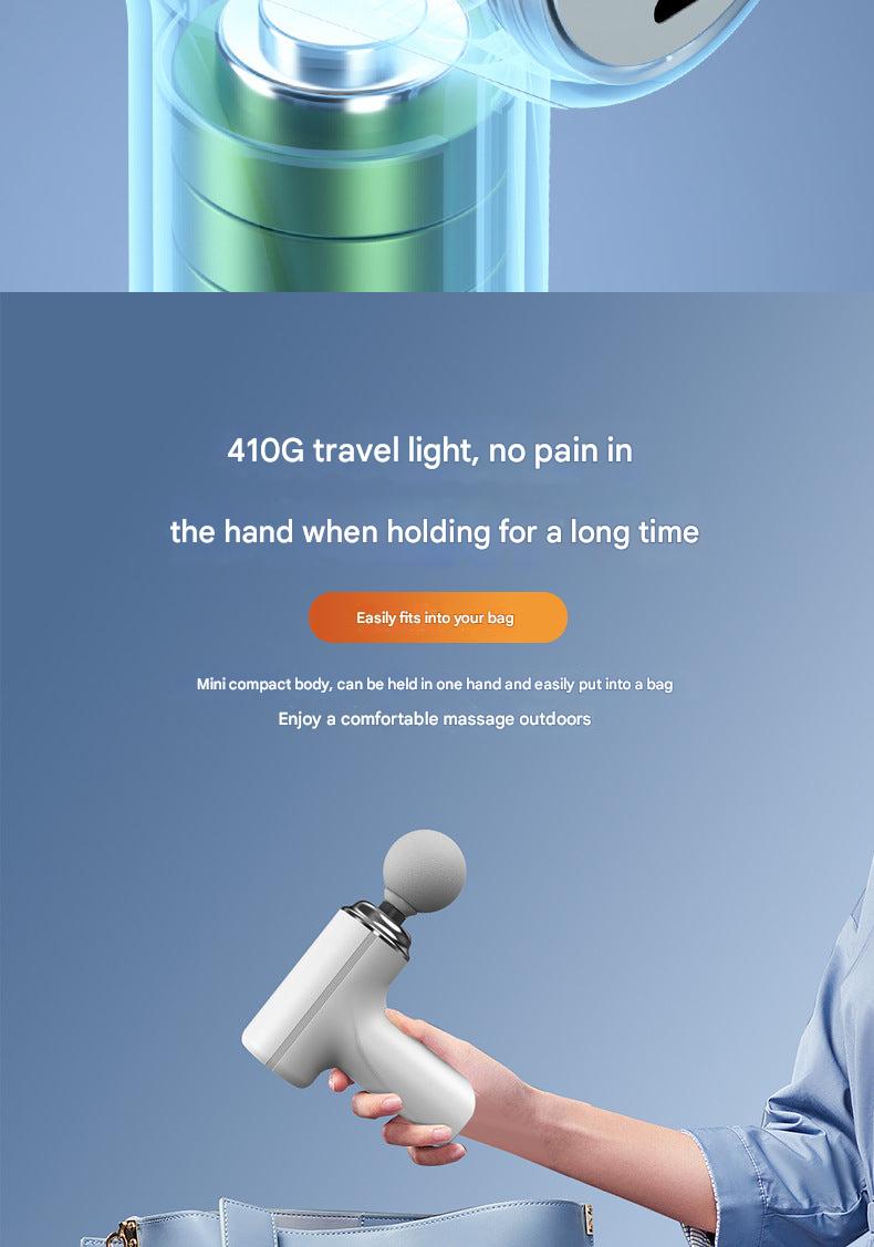 User holding portable massage gun