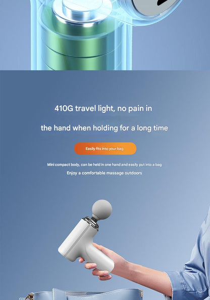 User holding portable massage gun