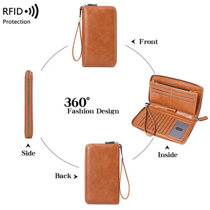 RFID women's wallet in brown color