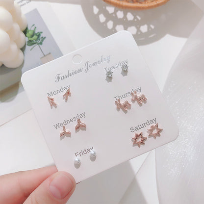 Korean pearl bow earrings image 3