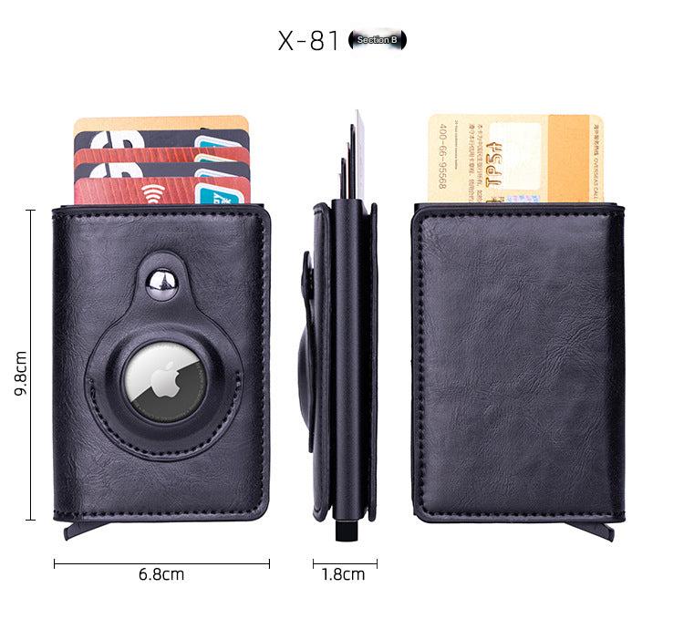 Smart leather wallet with Airtag tracking in black