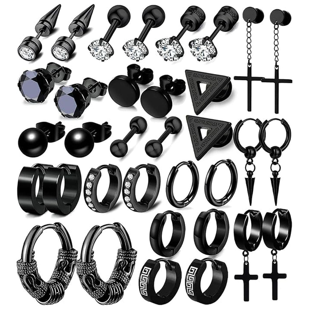 Black hoop earrings set - stylish and trendy