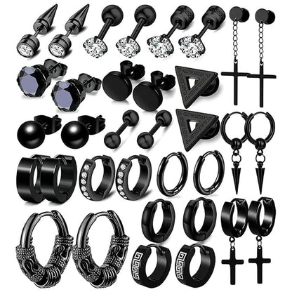 Black hoop earrings set - stylish and trendy