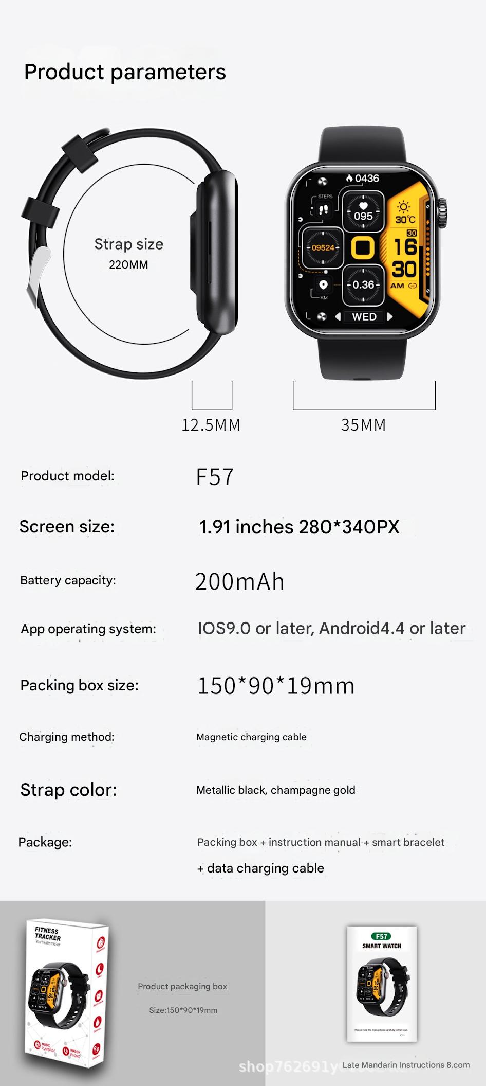 F57 Smartwatch Bluetooth calling feature