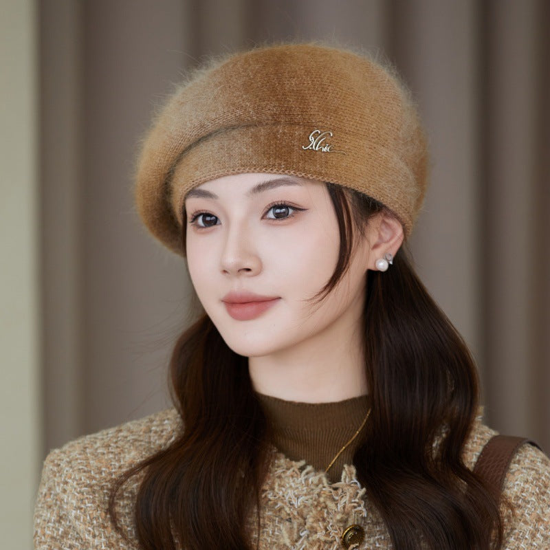 Cozy Rabbit Fur Beret Hat for Women
