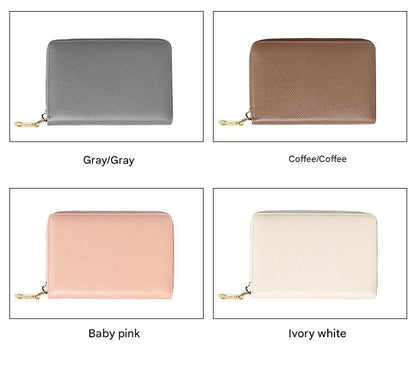 RFID blocking leather wallet in brown color