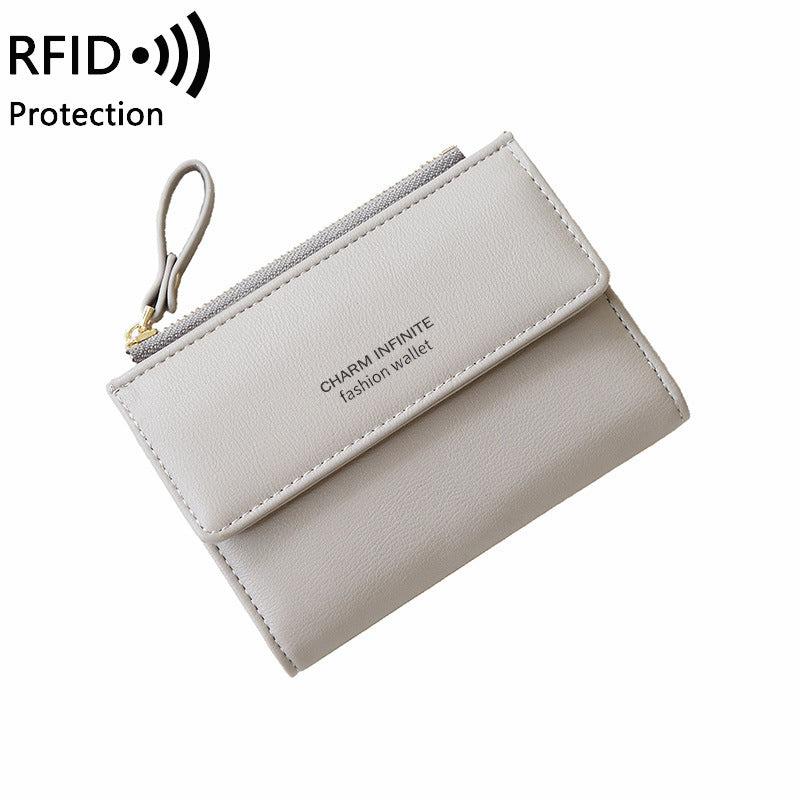 RFID short wallet in burgundy color
