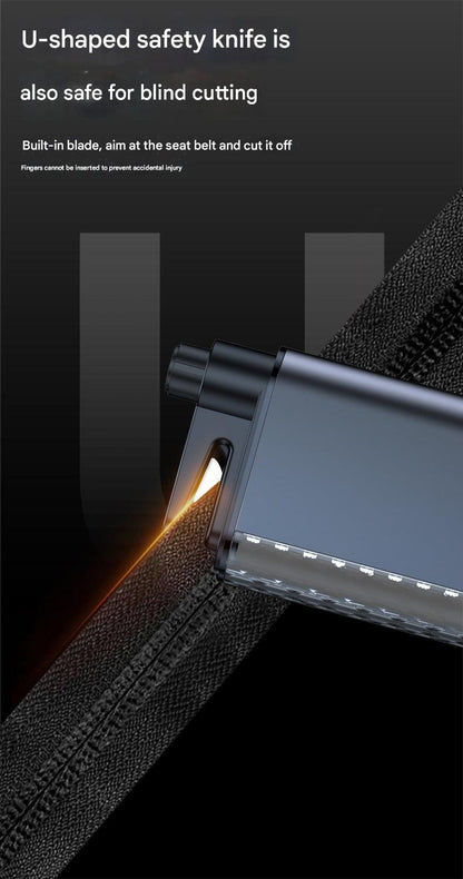 Emergency car escape hammer with flashlight