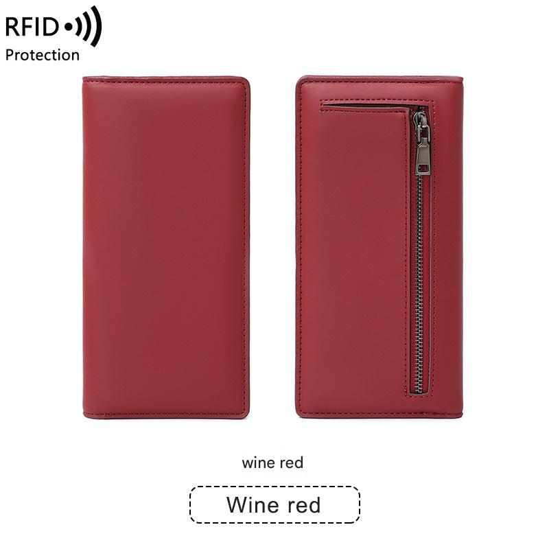 RFID blocking women's wallet open with cards