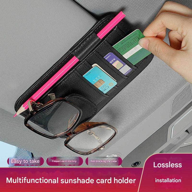 PU leather sunglasses holder in car