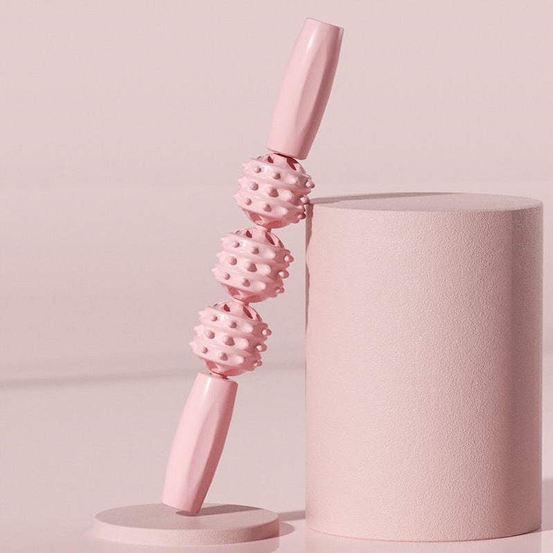 Leg massager with rollers in pink