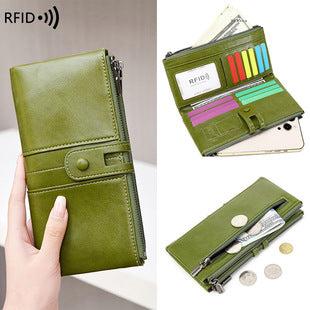 Elegant light green RFID-blocking wallet