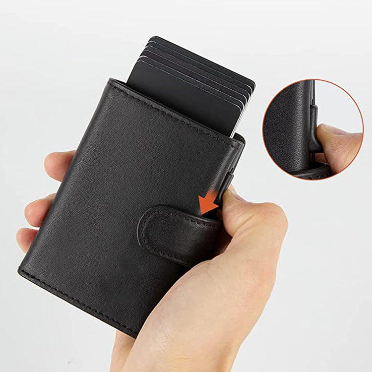 Black synthetic men's wallet with card holder