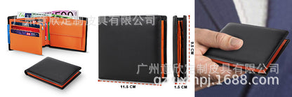 Men's RFID wallet orange leather