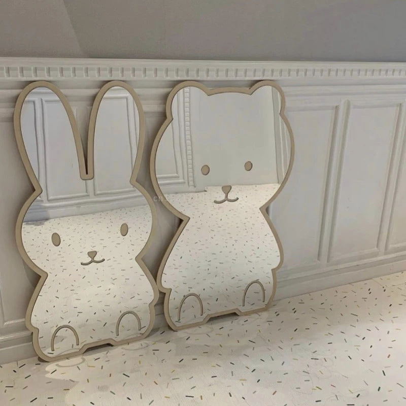 Wooden frame mirror for kids' bedroom