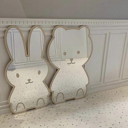 Wooden frame mirror for kids' bedroom