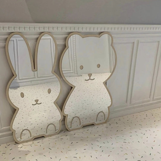 Wooden frame mirror for kids' bedroom