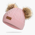 Light Pink Hat with Double Pom-Poms