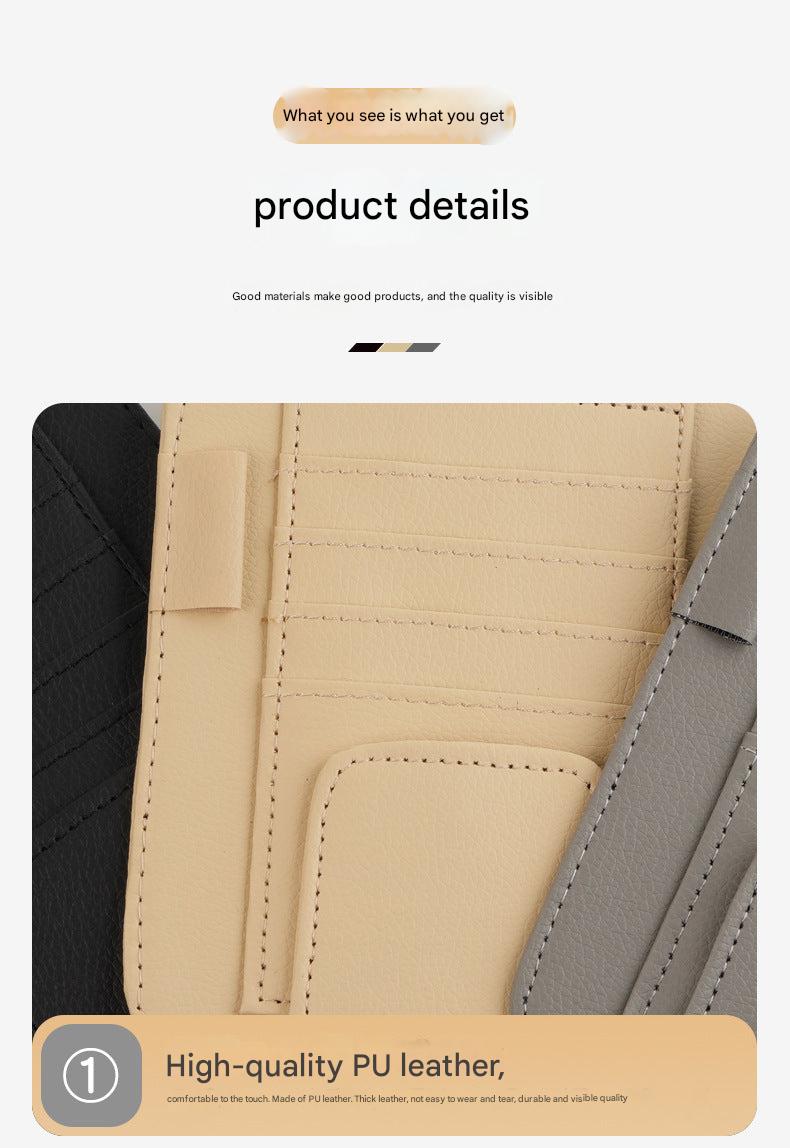 PU leather sunglasses holder in car