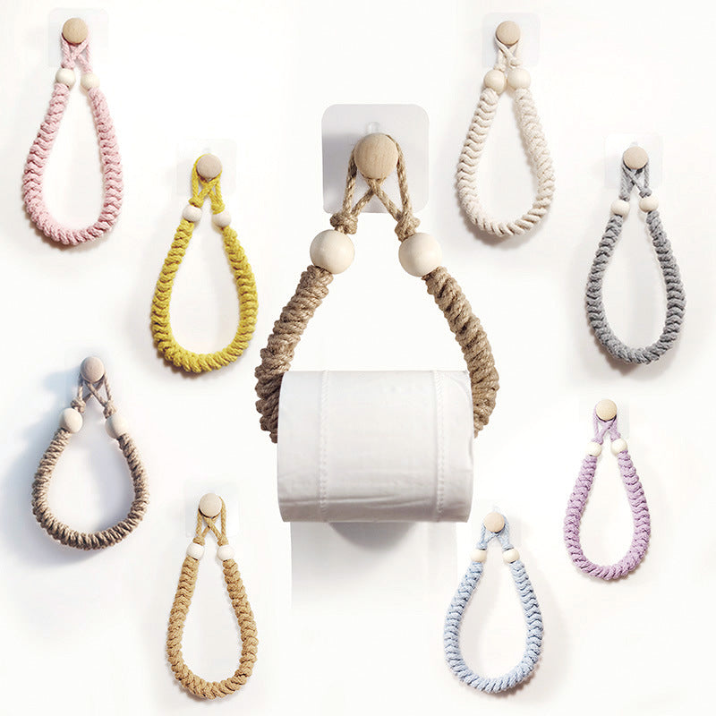 Stylish no-drill toilet paper holder close-up