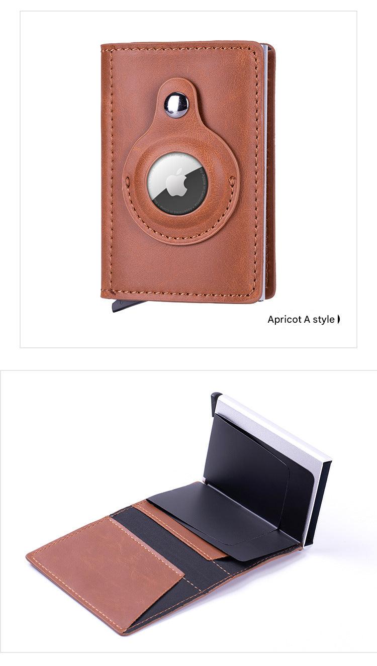 Smart leather wallet with Airtag tracking in brown