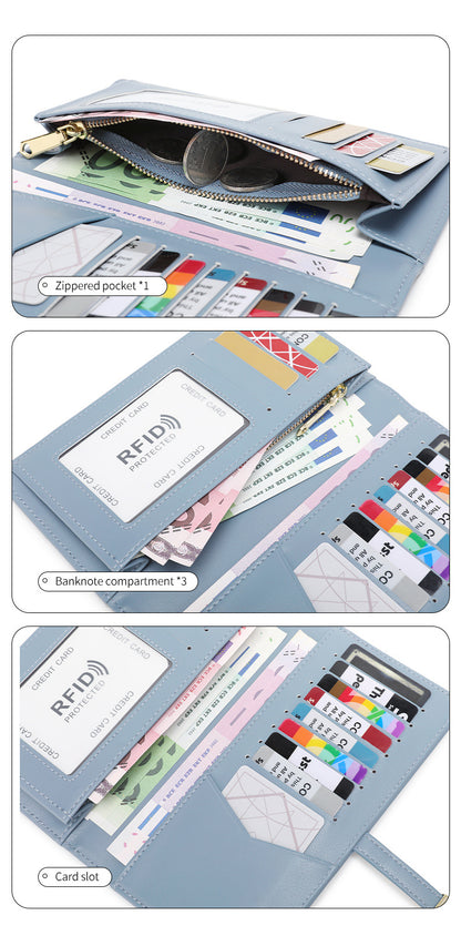 Close-up of RFID-blocking women's wallet texture