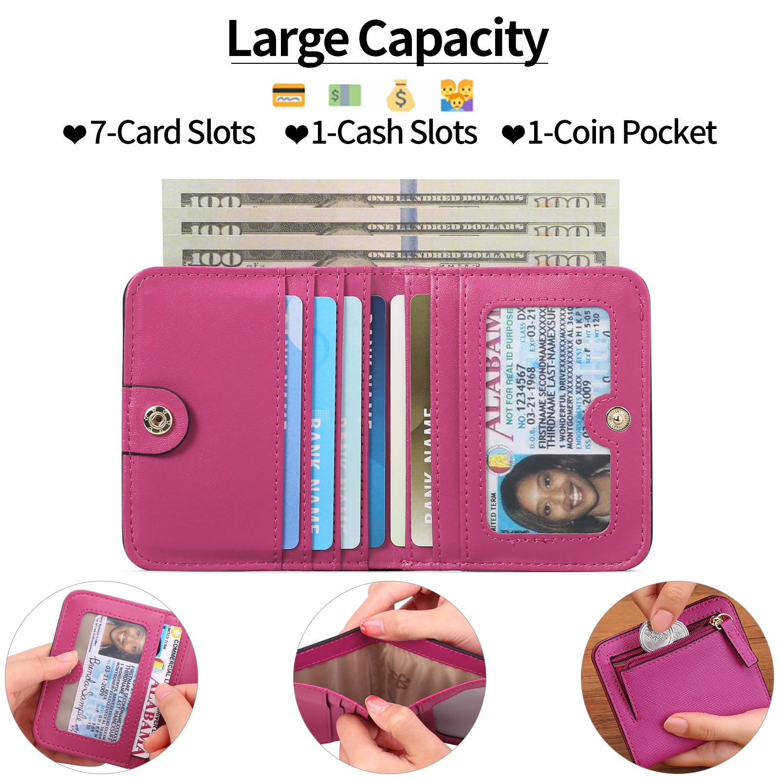 Women's slim wallet in starry black