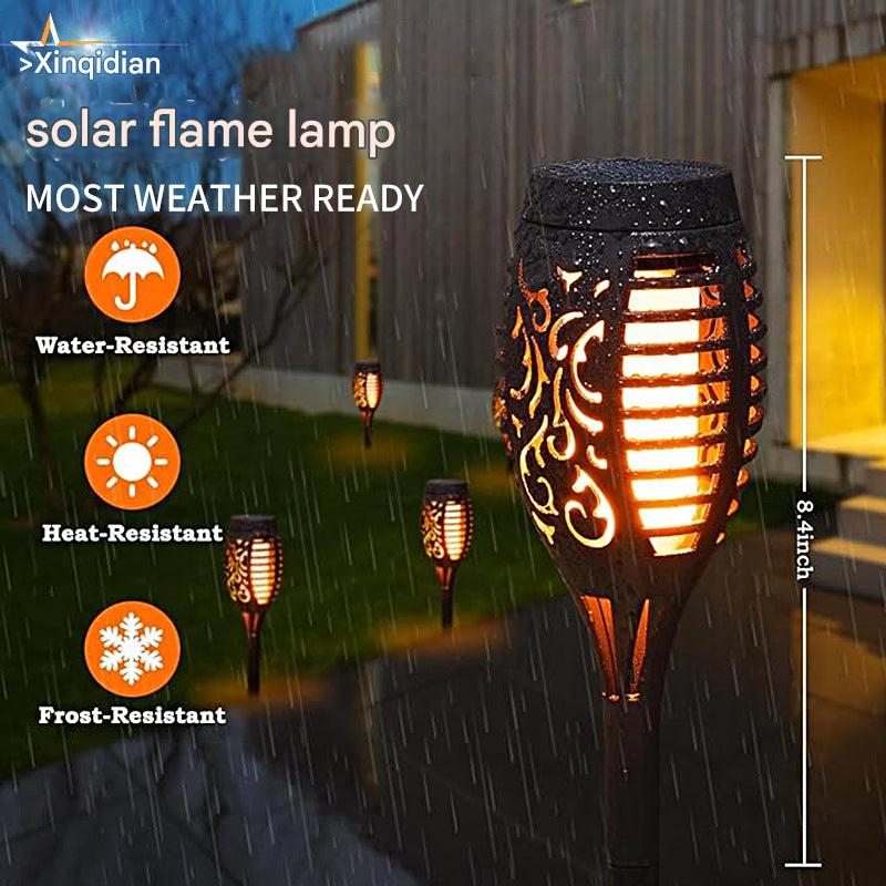 Waterproof solar garden torch with simulated flame
