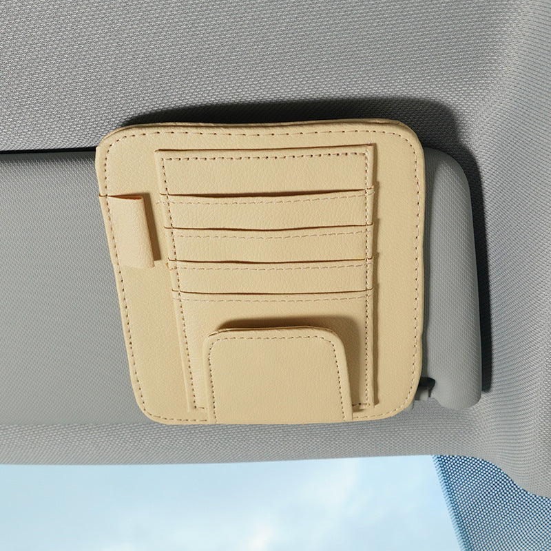 PU leather sunglasses holder in car