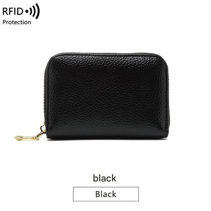 RFID blocking leather wallet in black color