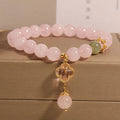 Pink Quartz + Four Leaf Clover Pendant