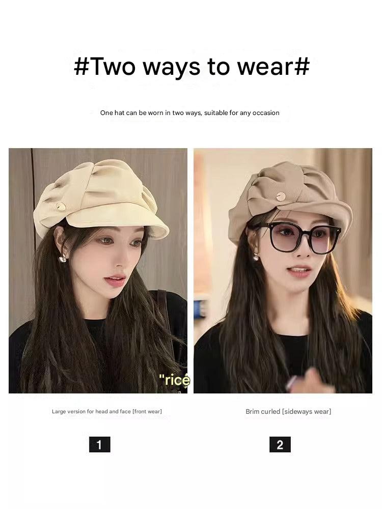 khaki women's beret hat